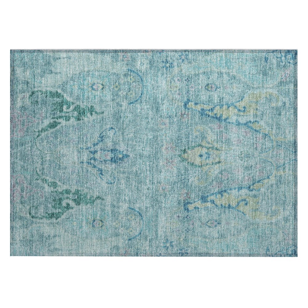 Machine Washable Indoor/Outdoor Chantille Blue 1'8" x 2'6" Rug. Picture 1