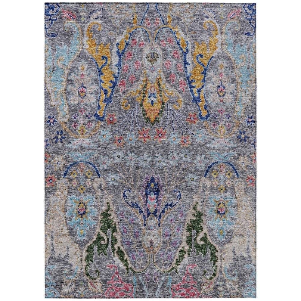 Machine Washable Indoor/Outdoor Chantille Gray 2'6" x 3'10" Rug. Picture 1