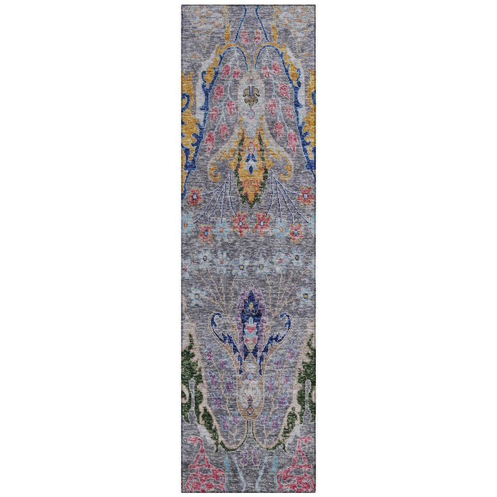Machine Washable Indoor/Outdoor Chantille Gray 2'3" x 7'6" Runner Rug. Picture 1