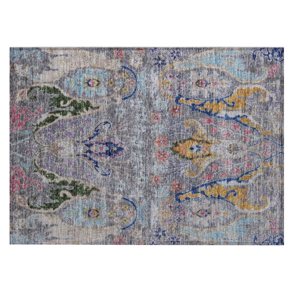 Machine Washable Indoor/Outdoor Chantille Gray 1'8" x 2'6" Rug. Picture 1