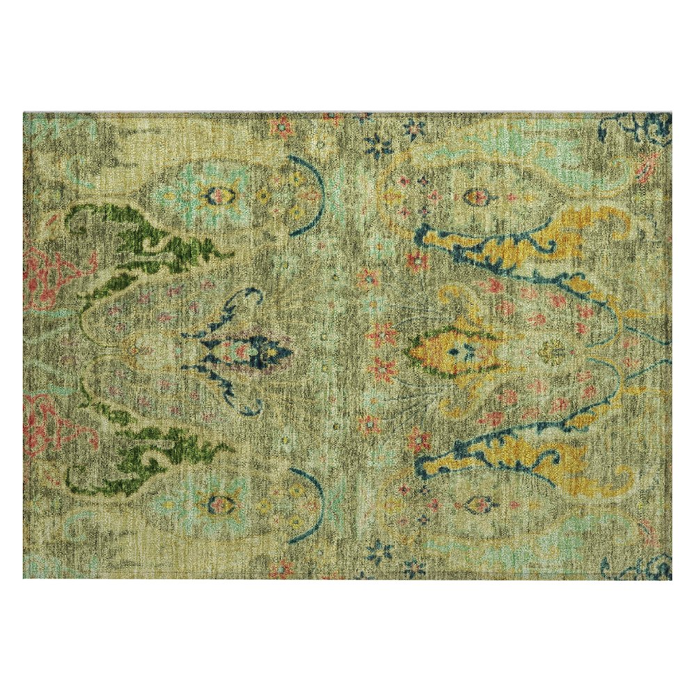 Machine Washable Indoor/Outdoor Chantille Green 1'8" x 2'6" Rug. Picture 1