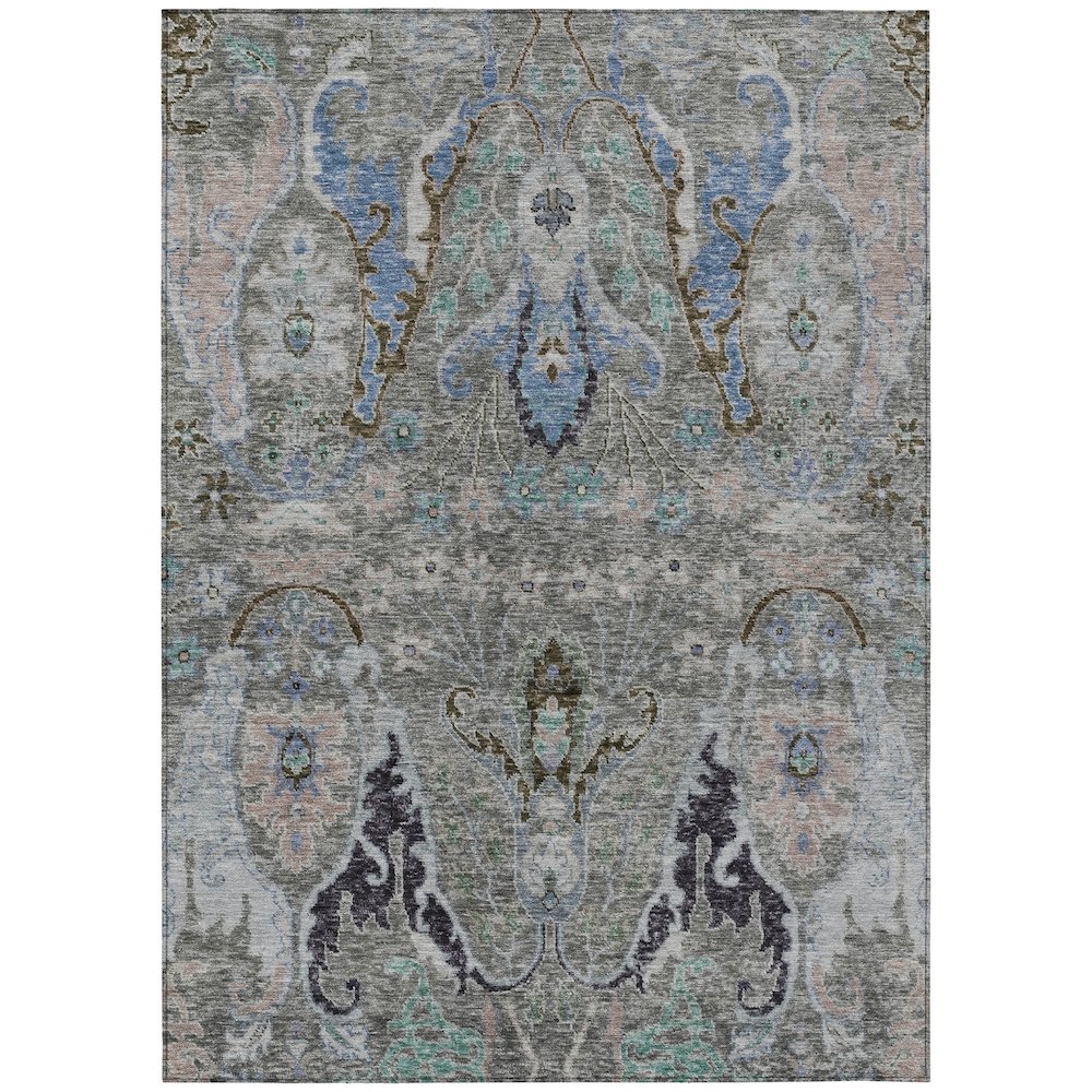 Machine Washable Indoor/Outdoor Chantille Pewter 2'6" x 3'10" Rug. Picture 1