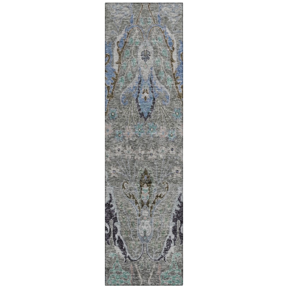 Machine Washable Indoor/Outdoor Chantille Pewter 2'3" x 7'6" Runner Rug. Picture 1