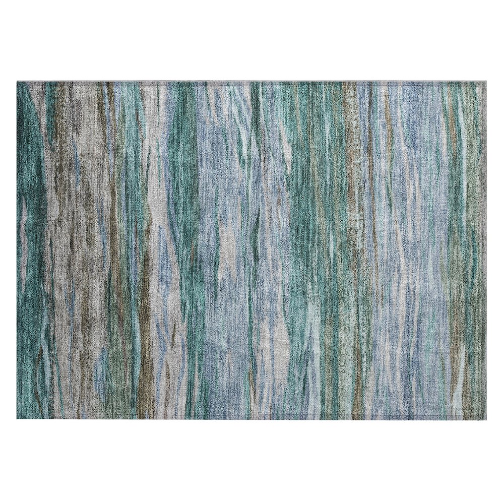 Machine Washable Indoor/Outdoor Chantille Teal 1'8" x 2'6" Rug. Picture 1
