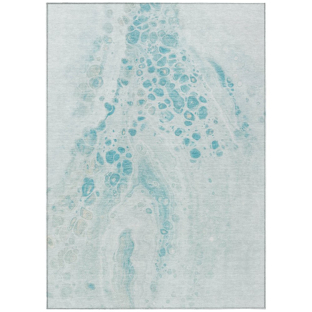 Machine Washable Indoor/Outdoor Chantille Teal 2'6" x 3'10" Rug. Picture 1
