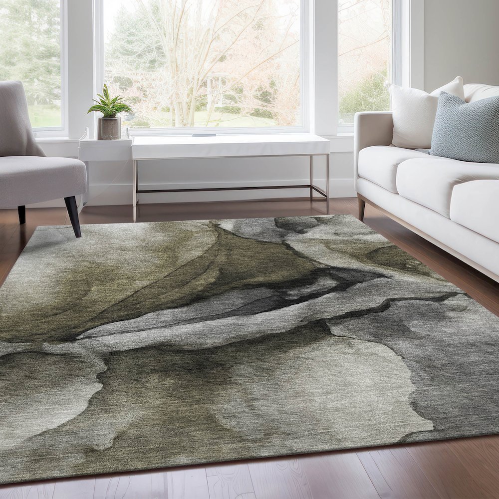 Machine Washable Indoor/Outdoor Chantille Gray 2'6" x 3'10" Rug. Picture 6
