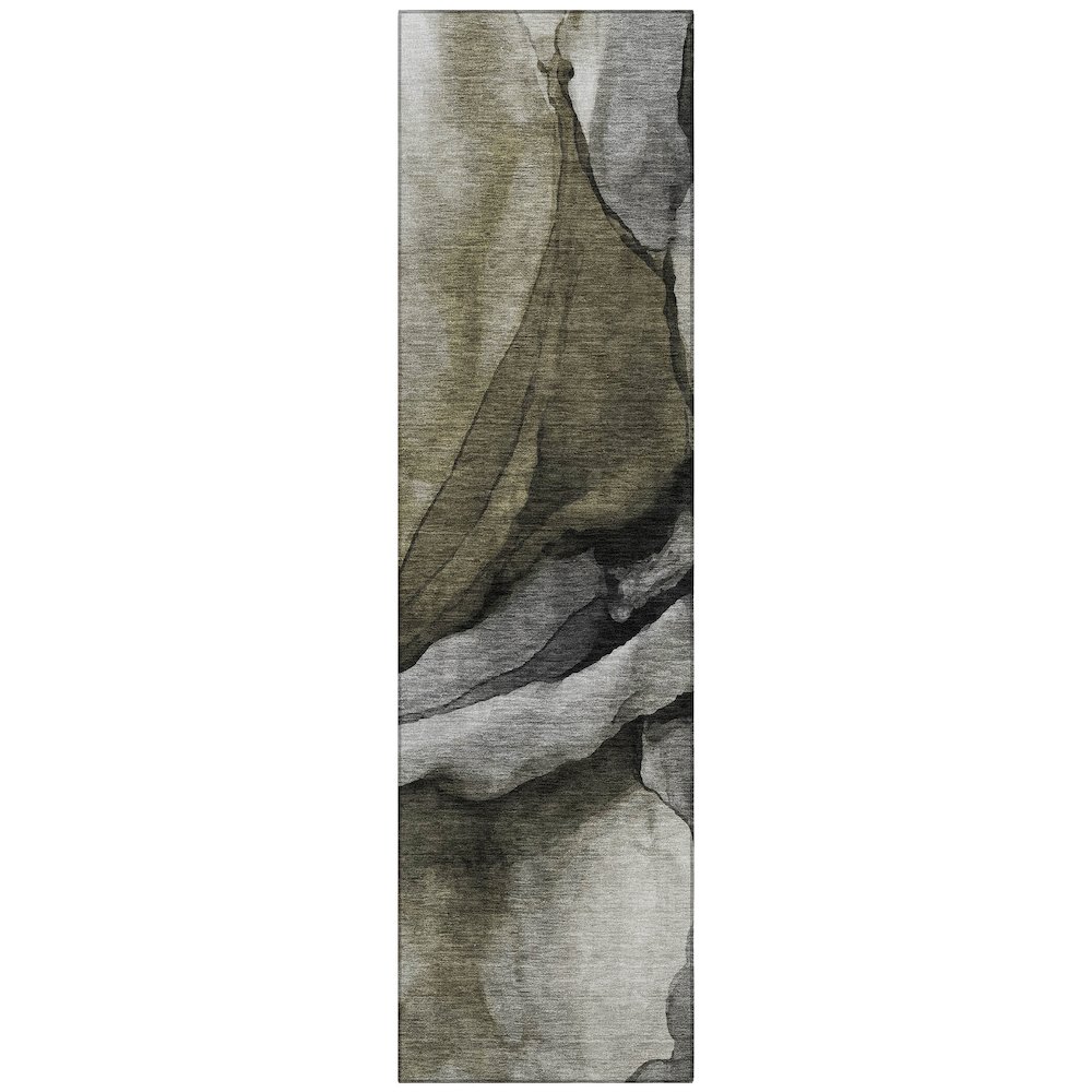 Machine Washable Indoor/Outdoor Chantille Gray 2'3" x 7'6" Runner Rug. Picture 1