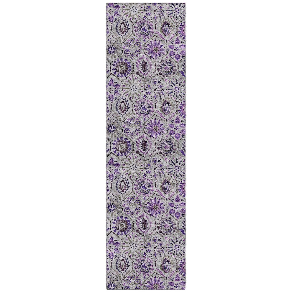 Machine Washable Indoor/Outdoor Chantille Purple 2'3" x 7'6" Runner Rug. Picture 1