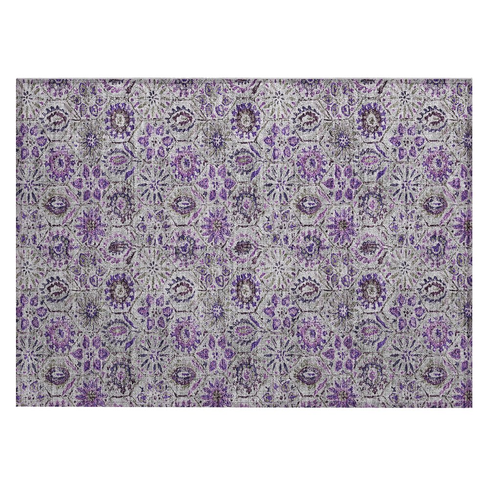 Machine Washable Indoor/Outdoor Chantille Purple 1'8" x 2'6" Rug. Picture 1