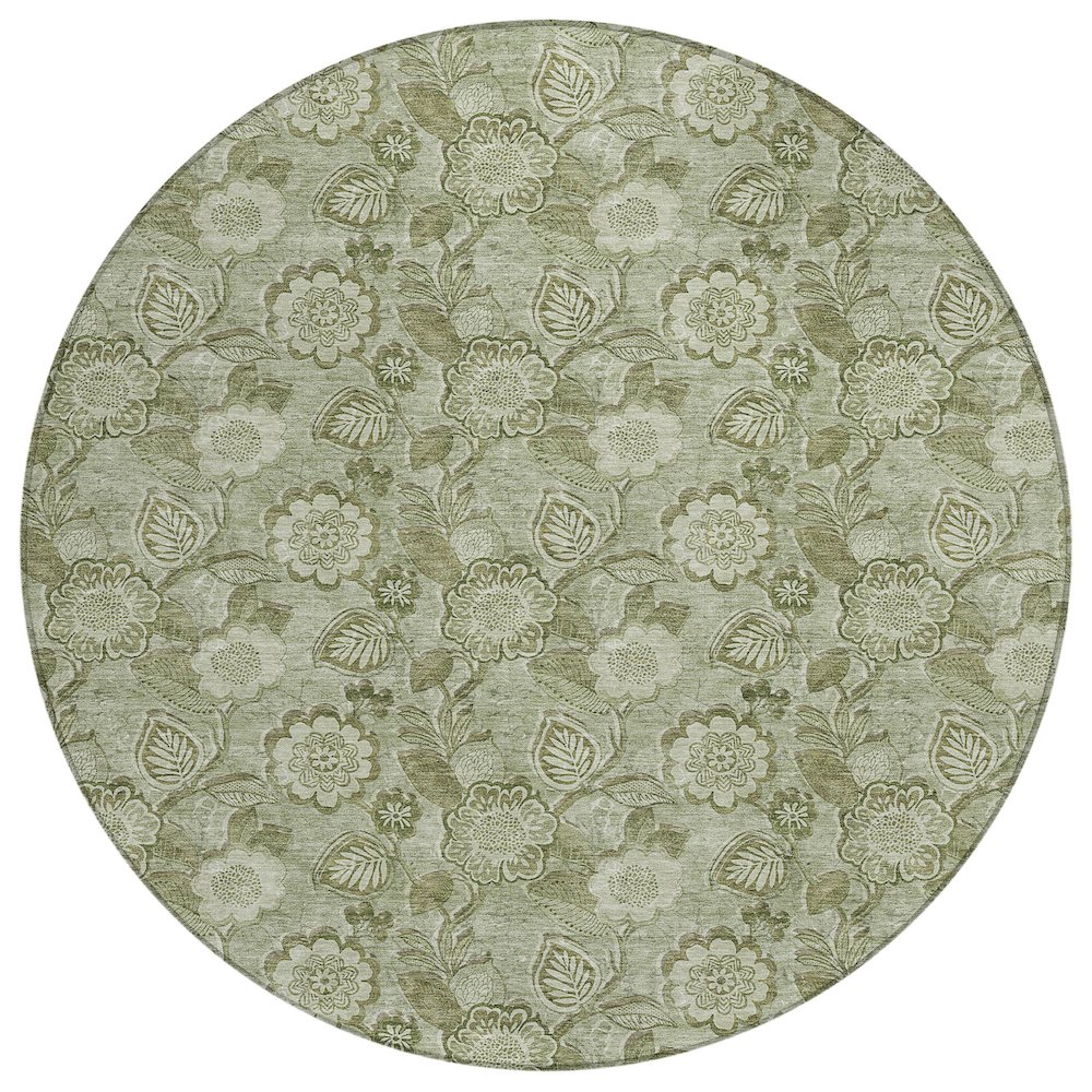 Machine Washable Indoor/Outdoor Chantille Aloe 8' x 8' Round Rug. Picture 1