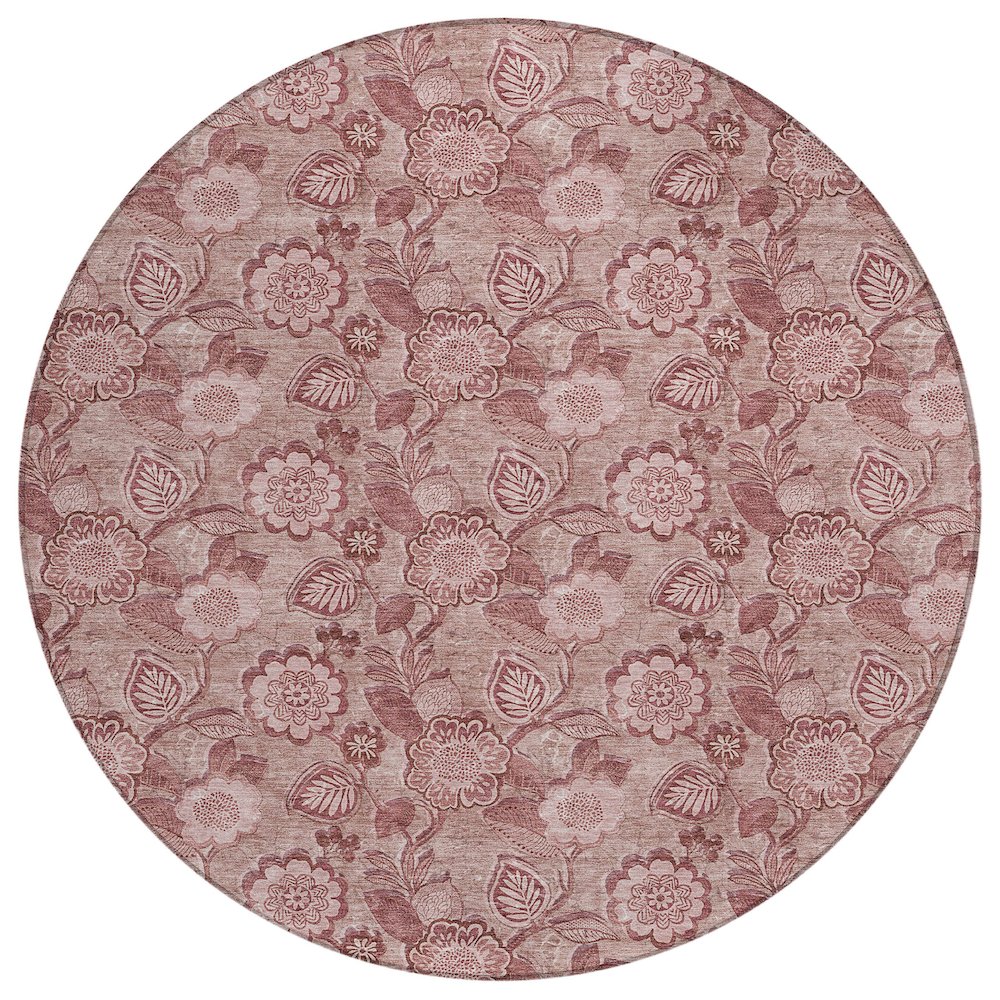 Machine Washable Indoor/Outdoor Chantille Blush 8' x 8' Round Rug. Picture 1