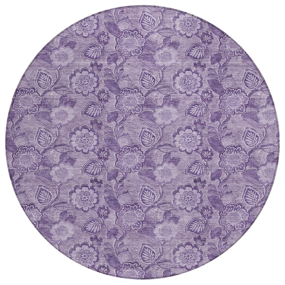 Machine Washable Indoor/Outdoor Chantille Plum 8' x 8' Round Rug. Picture 1