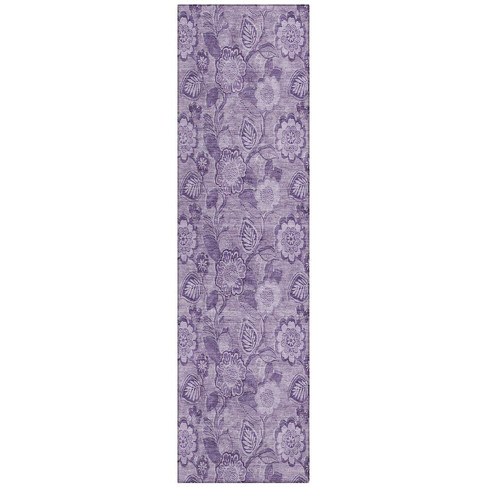 Machine Washable Indoor/Outdoor Chantille Plum 2'3" x 7'6" Runner Rug. Picture 1