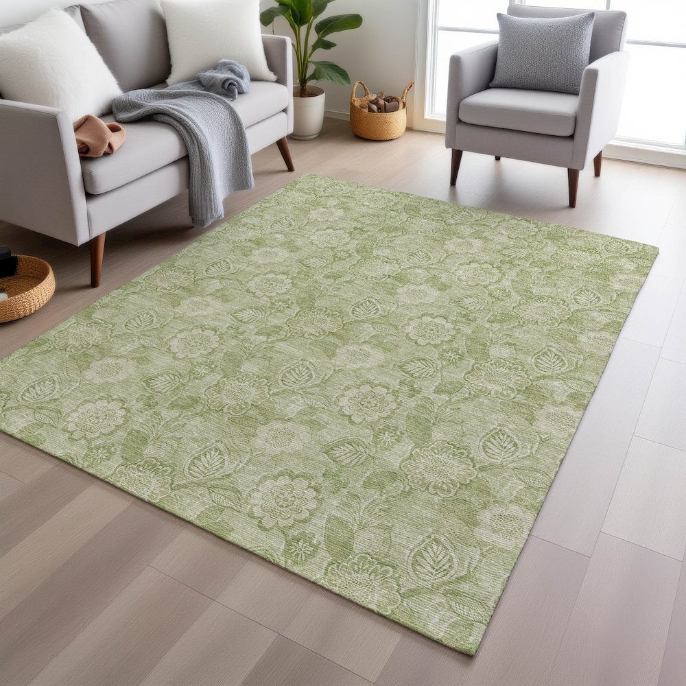 Machine Washable Indoor/Outdoor Chantille Sage 2'6" x 3'10" Rug. Picture 5