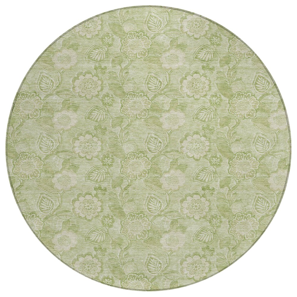Machine Washable Indoor/Outdoor Chantille Sage 8' x 8' Round Rug. Picture 1