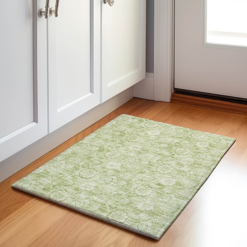 Machine Washable Indoor/Outdoor Chantille Sage 1'8" x 2'6" Rug. Picture 5