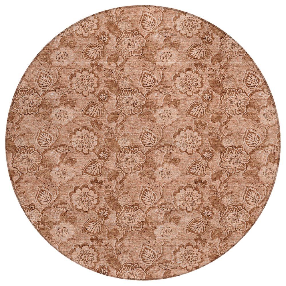 Machine Washable Indoor/Outdoor Chantille Terracotta 8' x 8' Round Rug. Picture 1