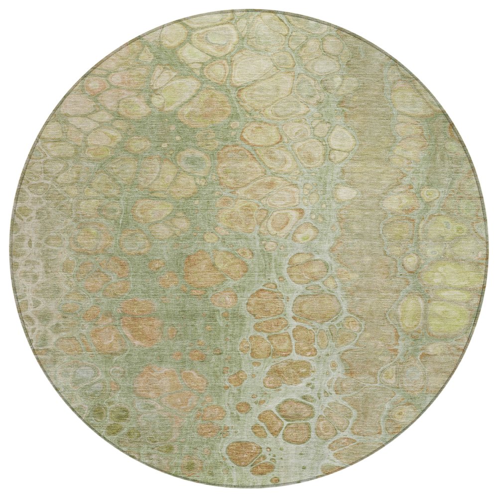 Machine Washable Indoor/Outdoor Chantille Aloe 8' x 8' Round Rug. Picture 1