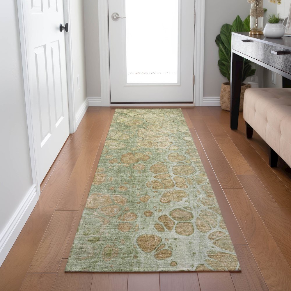 Machine Washable Indoor/Outdoor Chantille Aloe 2'3" x 7'6" Runner Rug. Picture 5