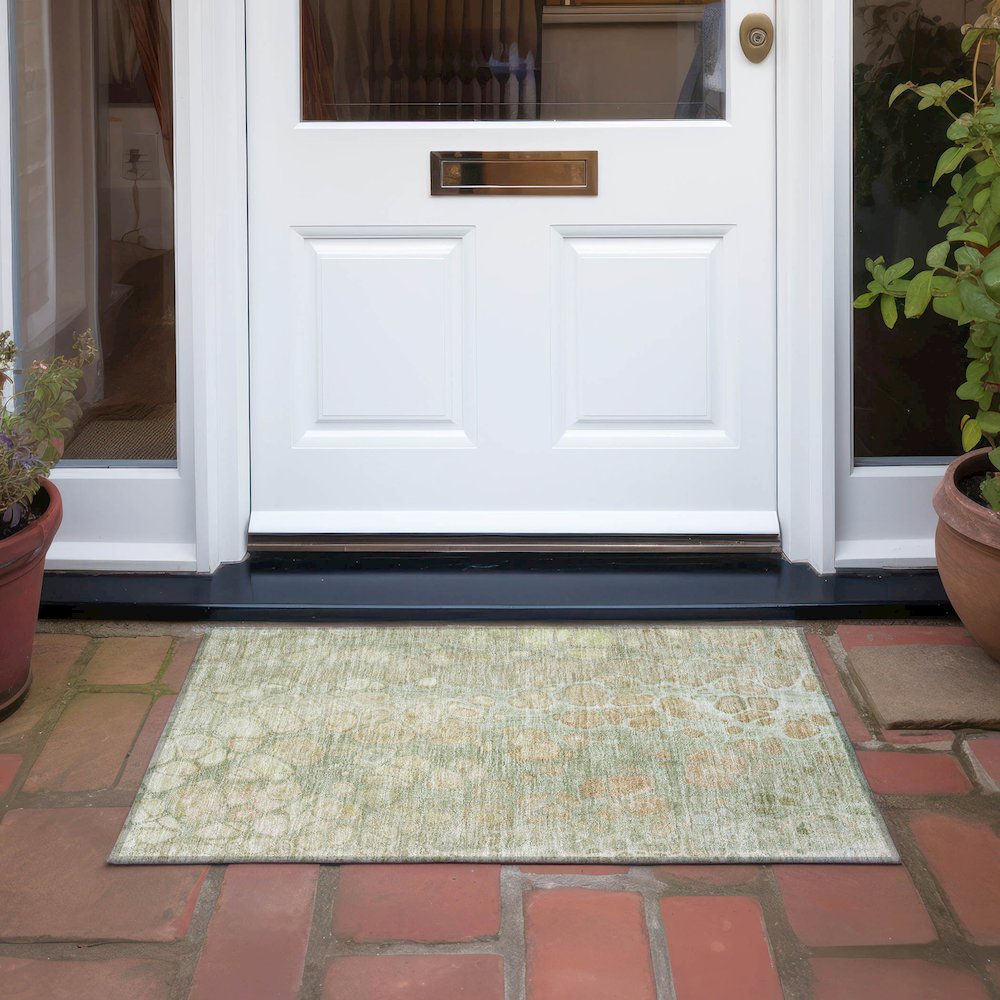 Machine Washable Indoor/Outdoor Chantille Aloe 1'8" x 2'6" Rug. Picture 6