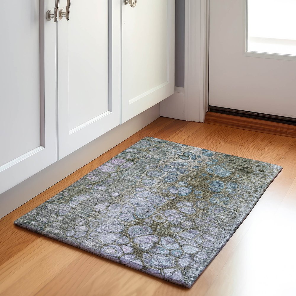 Machine Washable Indoor/Outdoor Chantille Brown 1'8" x 2'6" Rug. Picture 5