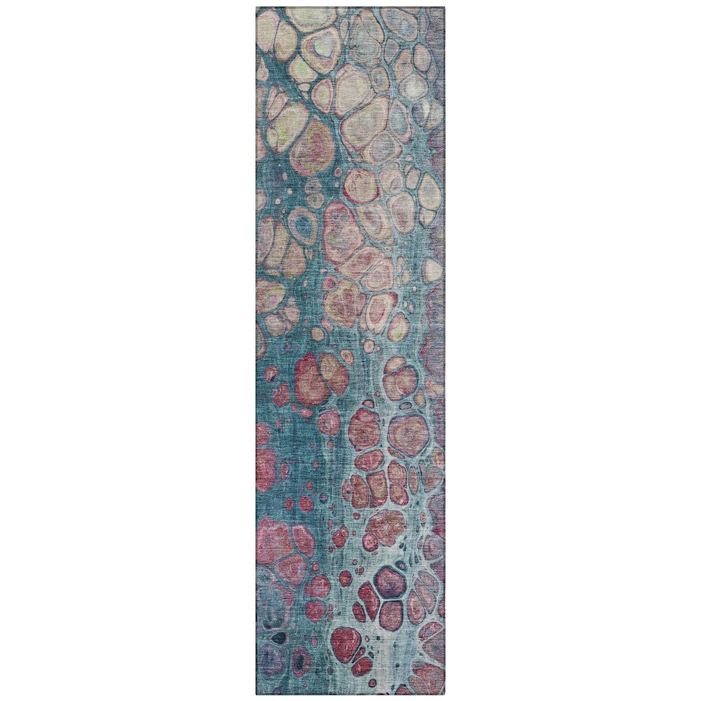 Machine Washable Indoor/Outdoor Chantille Teal 2'3" x 7'6" Runner Rug. Picture 1