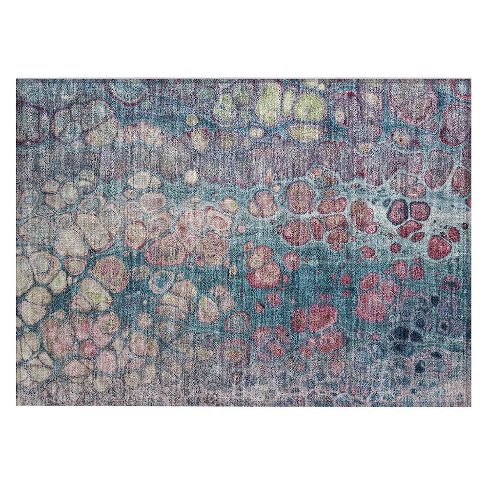 Machine Washable Indoor/Outdoor Chantille Teal 1'8" x 2'6" Rug. Picture 1