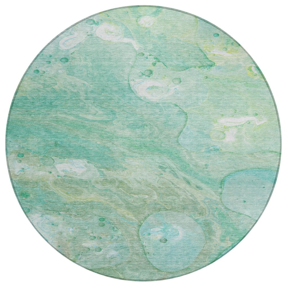 Machine Washable Indoor/Outdoor Chantille Teal 8' x 8' Round Rug. Picture 1