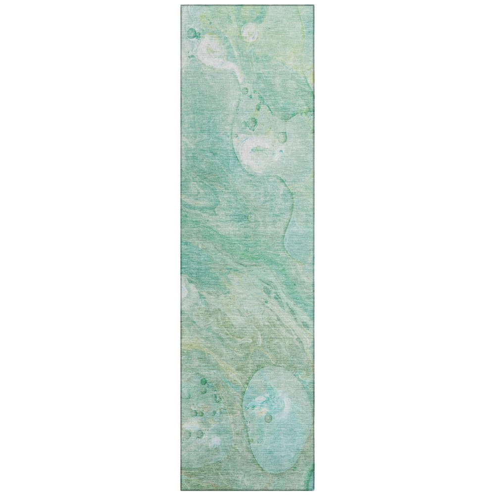 Machine Washable Indoor/Outdoor Chantille Teal 2'3" x 7'6" Runner Rug. Picture 1