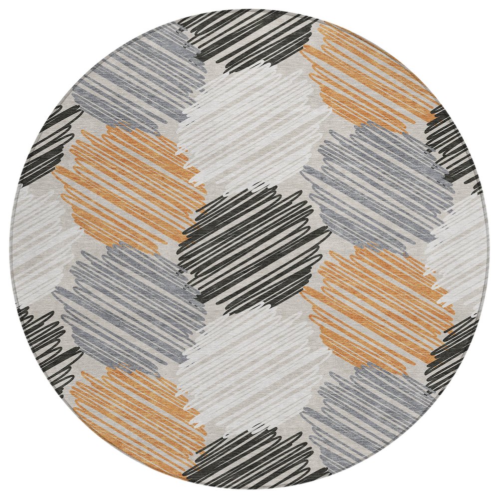 Machine Washable Indoor/Outdoor Chantille Copper 8' x 8' Round Rug. Picture 1
