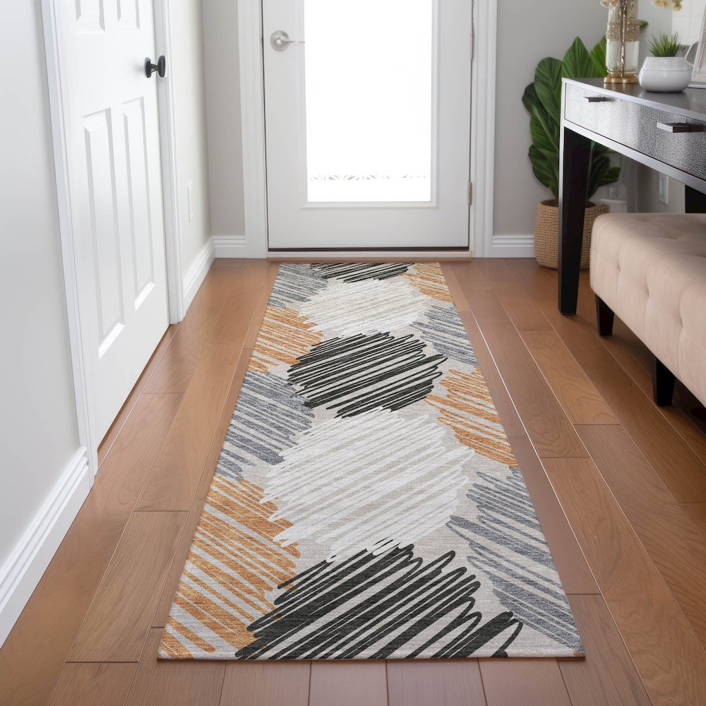 Machine Washable Indoor/Outdoor Chantille Copper 2'3" x 7'6" Runner Rug. Picture 5
