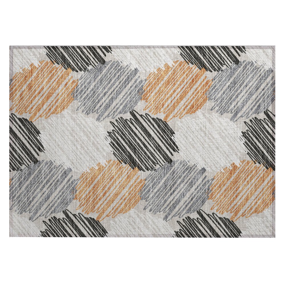 Machine Washable Indoor/Outdoor Chantille Copper 1'8" x 2'6" Rug. Picture 1