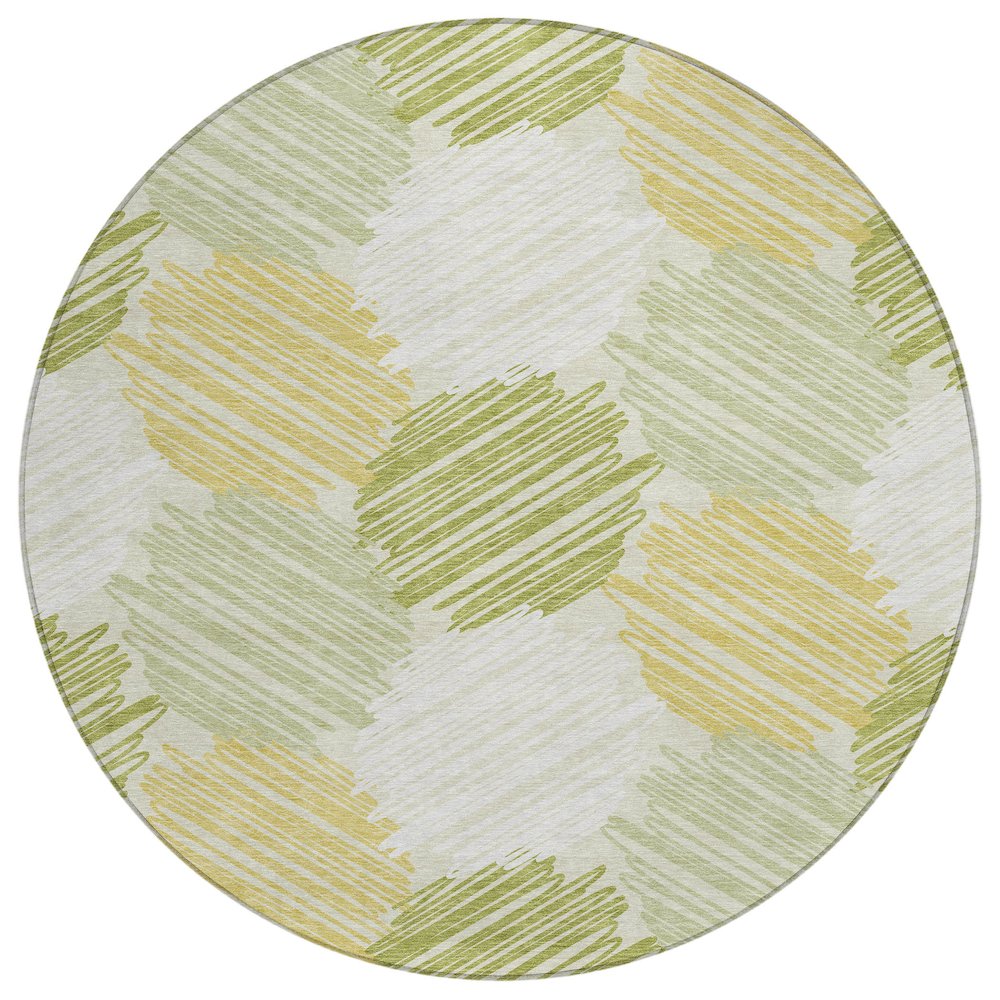 Machine Washable Indoor/Outdoor Chantille Green 8' x 8' Round Rug. Picture 1