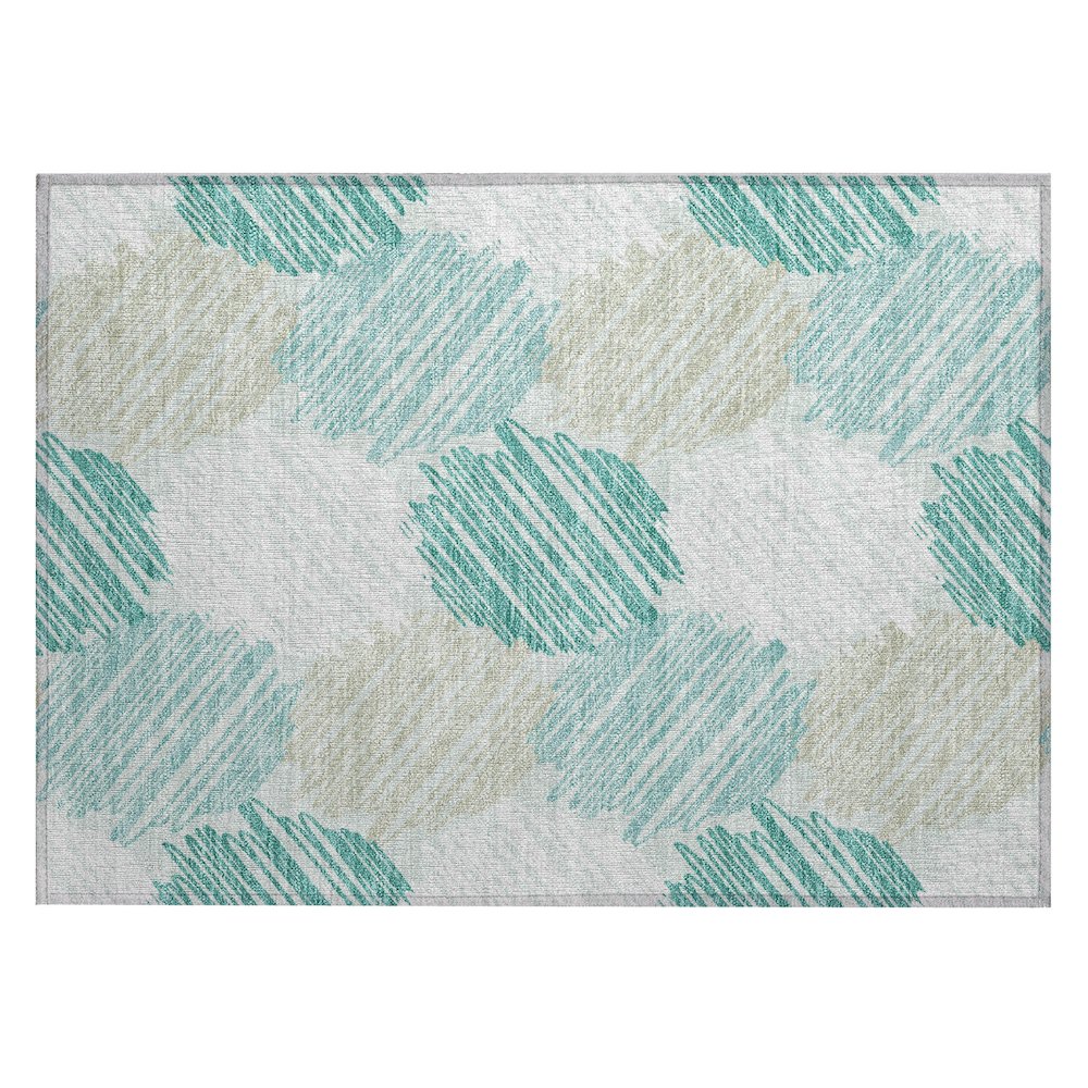 Machine Washable Indoor/Outdoor Chantille Teal 1'8" x 2'6" Rug. Picture 1
