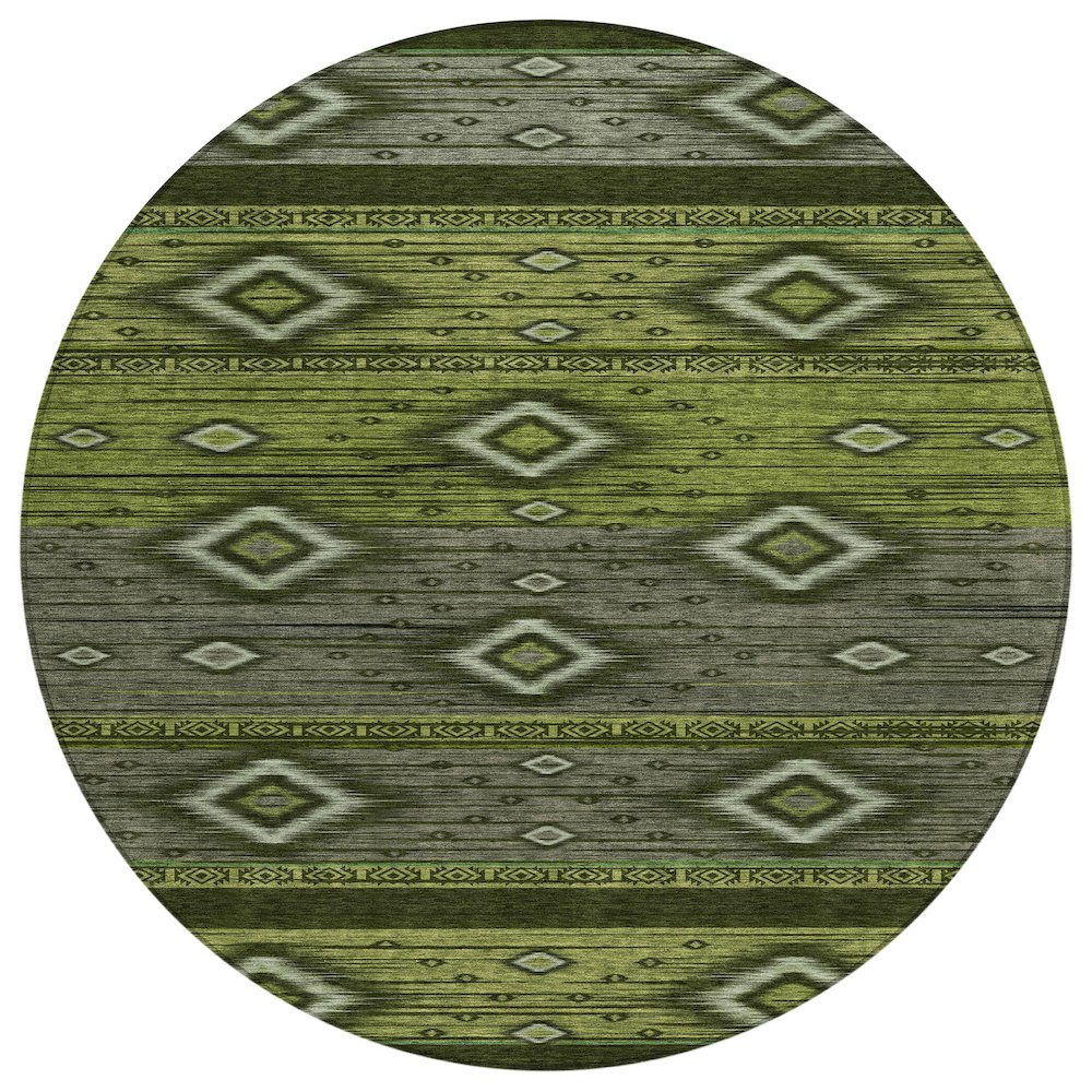 Machine Washable Indoor/Outdoor Chantille Aloe 8' x 8' Round Rug. Picture 1