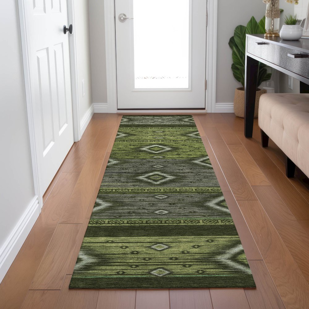 Machine Washable Indoor/Outdoor Chantille Aloe 2'3" x 7'6" Runner Rug. Picture 5