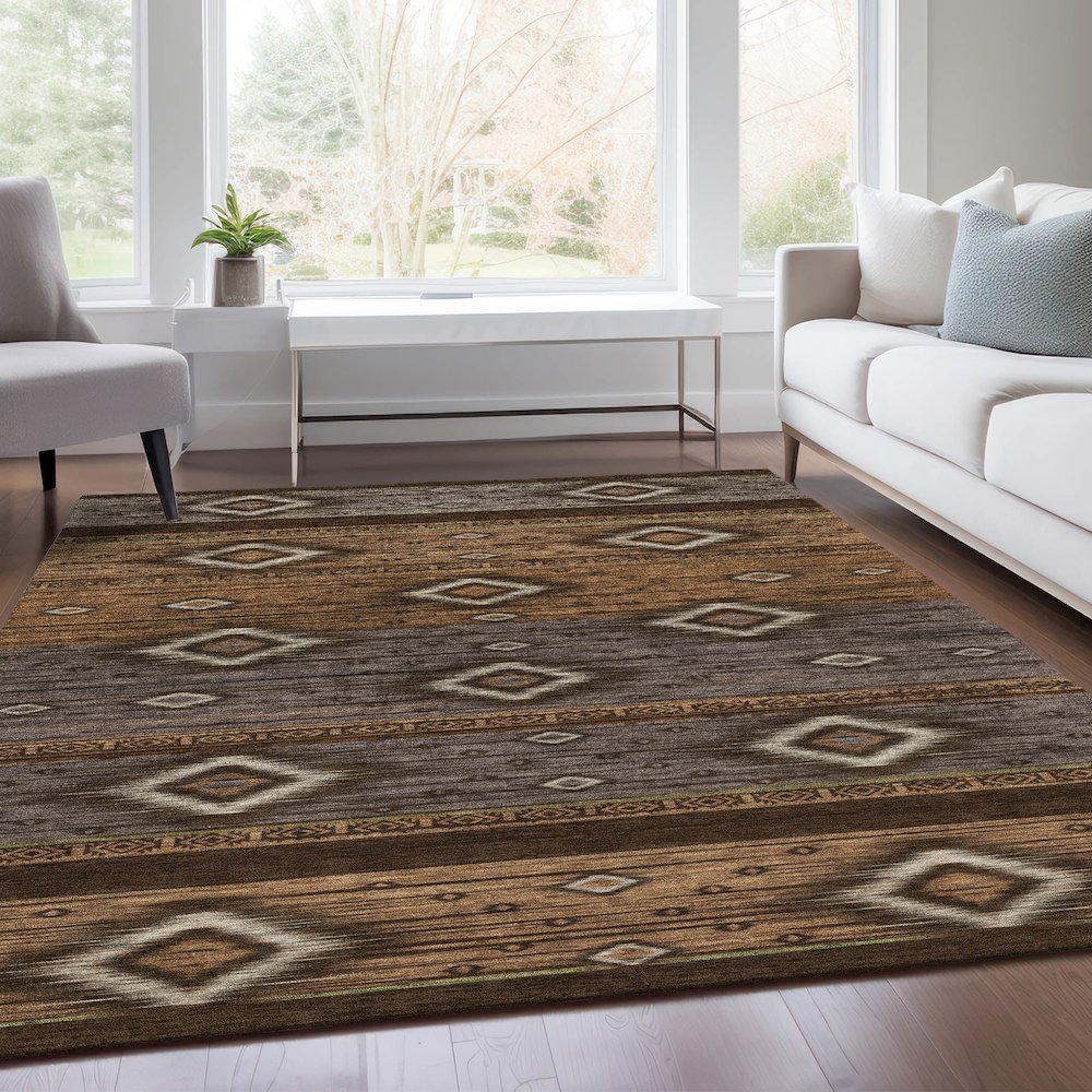 Machine Washable Indoor/Outdoor Chantille Chocolate 2'6" x 3'10" Rug. Picture 6