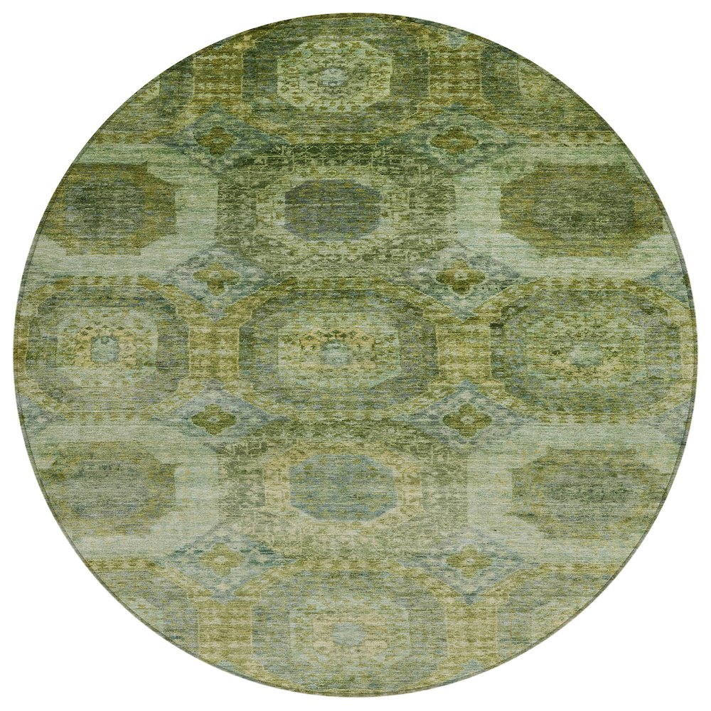 Machine Washable Indoor/Outdoor Chantille Aloe 8' x 8' Round Rug. Picture 1