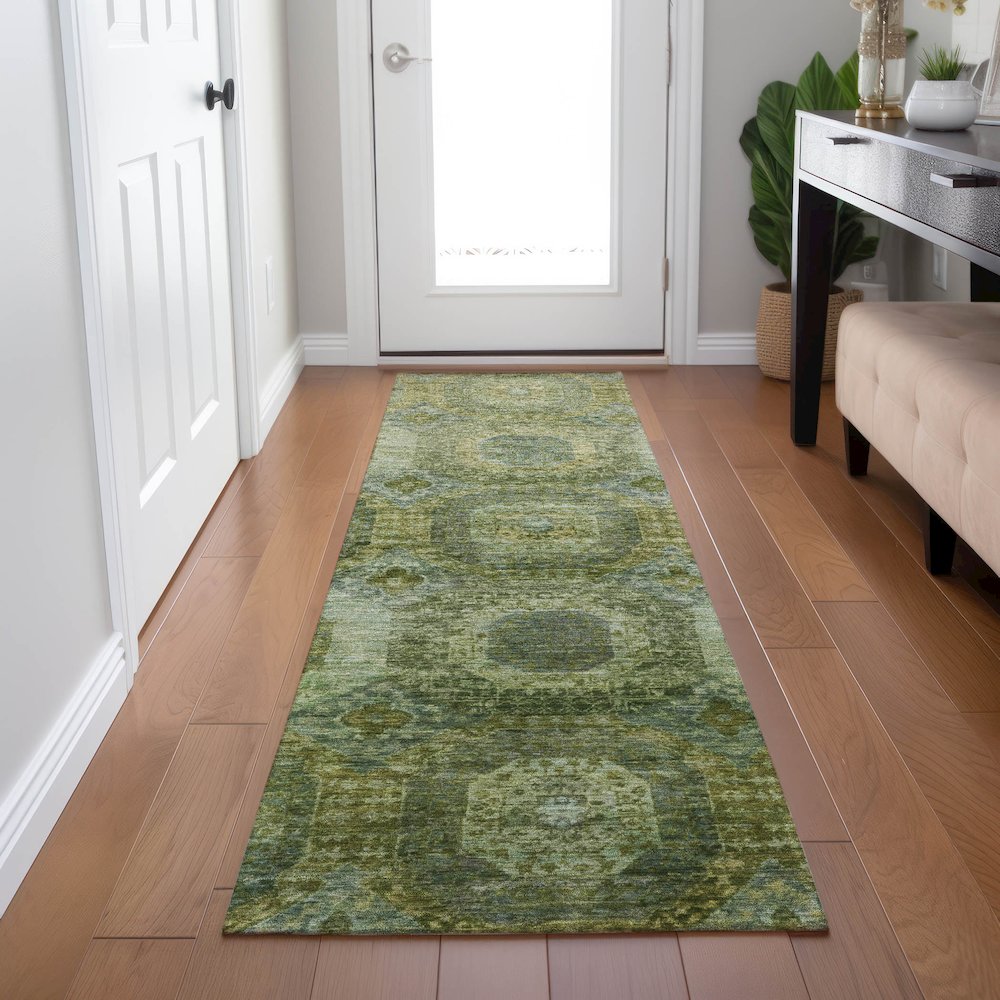 Machine Washable Indoor/Outdoor Chantille Aloe 2'3" x 7'6" Runner Rug. Picture 5