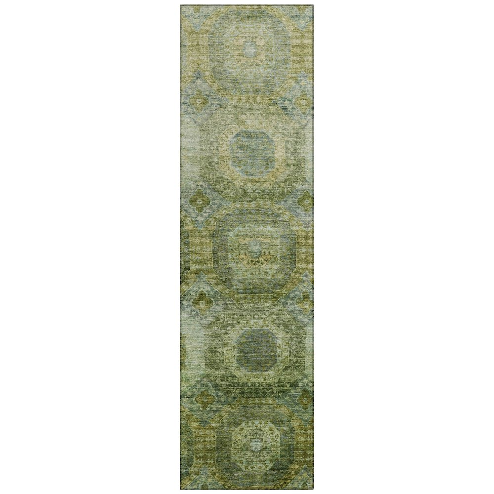 Machine Washable Indoor/Outdoor Chantille Aloe 2'3" x 7'6" Runner Rug. Picture 1