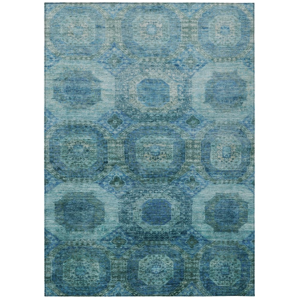 Machine Washable Indoor/Outdoor Chantille Blue 2'6" x 3'10" Rug. Picture 1