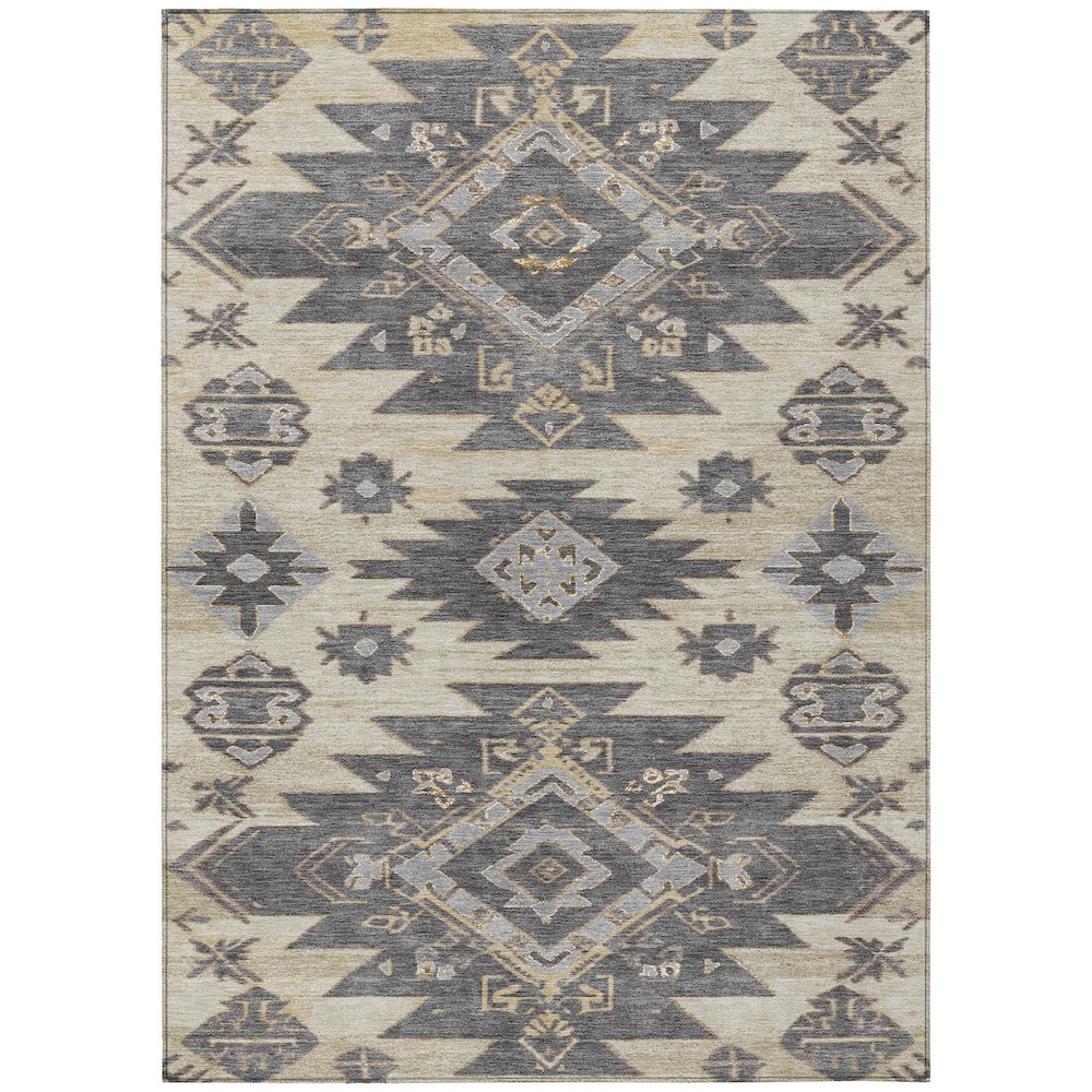 Machine Washable Indoor/Outdoor Chantille Beige 2'6" x 3'10" Rug. Picture 1