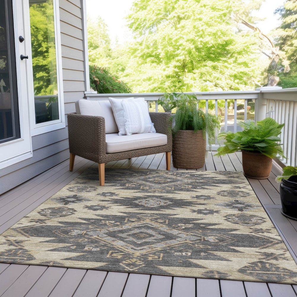 Machine Washable Indoor/Outdoor Chantille Beige 2'6" x 3'10" Rug. Picture 8