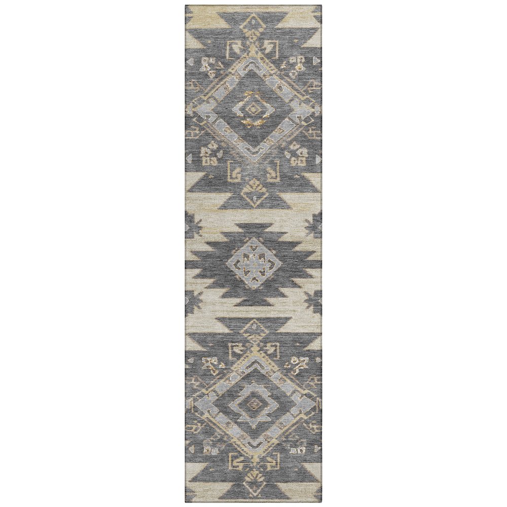 Machine Washable Indoor/Outdoor Chantille Beige 2'3" x 7'6" Runner Rug. Picture 1