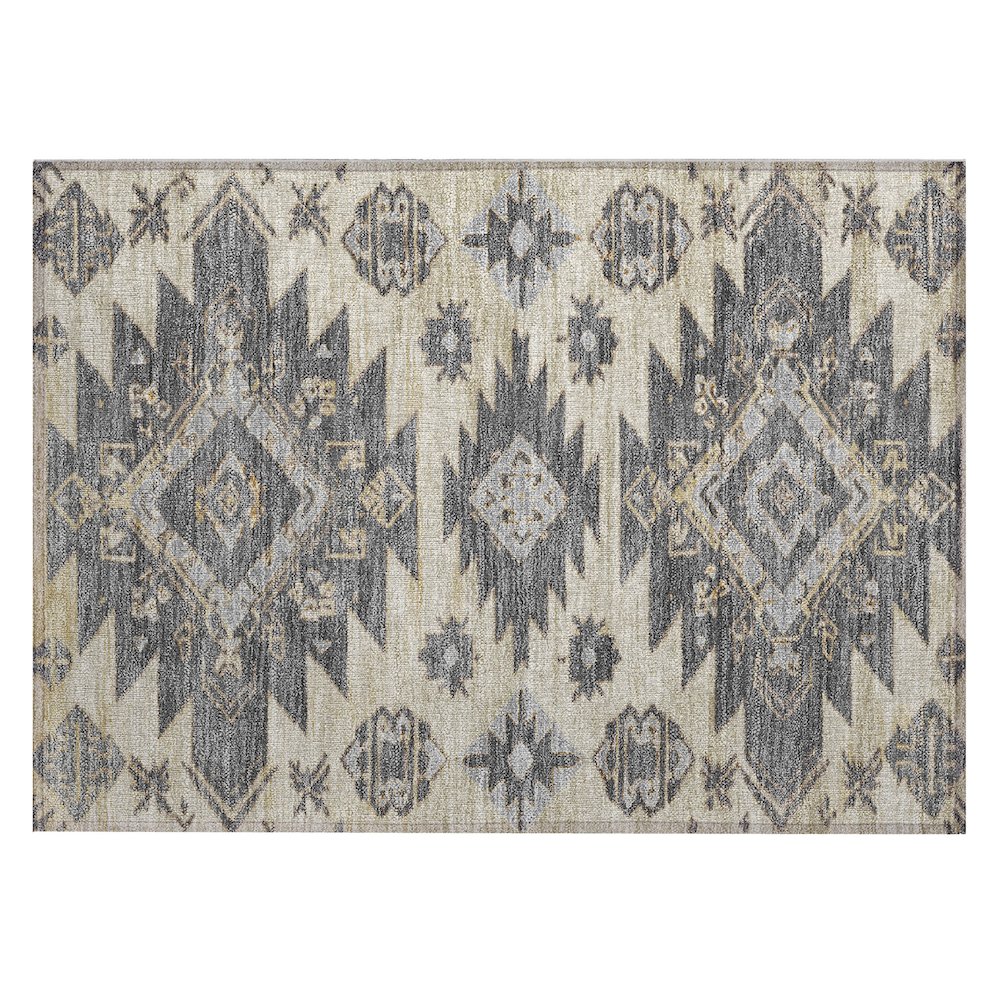Machine Washable Indoor/Outdoor Chantille Beige 1'8" x 2'6" Rug. Picture 1