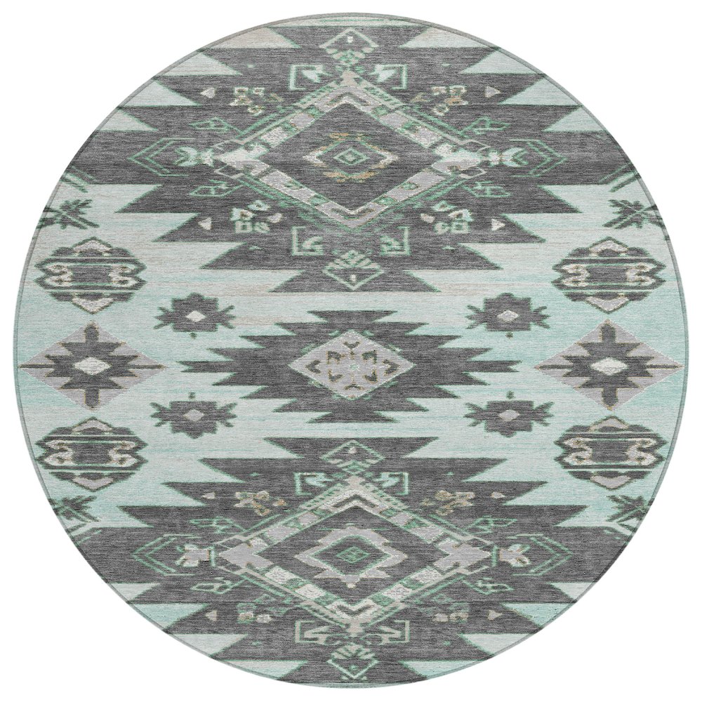 Machine Washable Indoor/Outdoor Chantille Mint 8' x 8' Round Rug. Picture 1