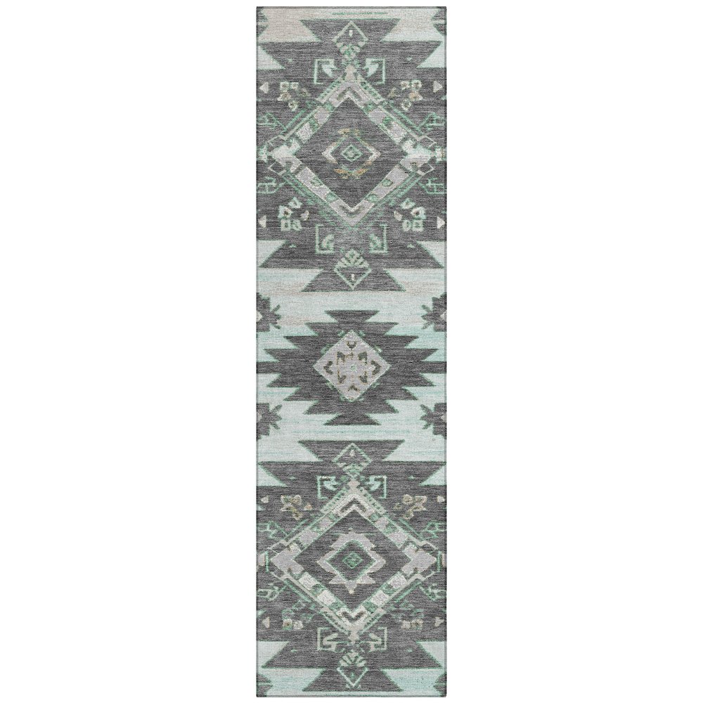 Machine Washable Indoor/Outdoor Chantille Mint 2'3" x 7'6" Runner Rug. Picture 1