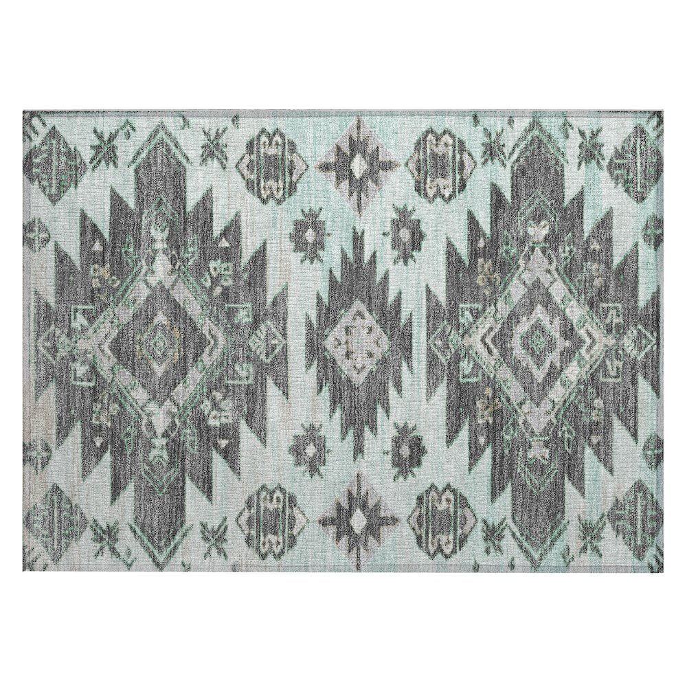 Machine Washable Indoor/Outdoor Chantille Mint 1'8" x 2'6" Rug. Picture 1