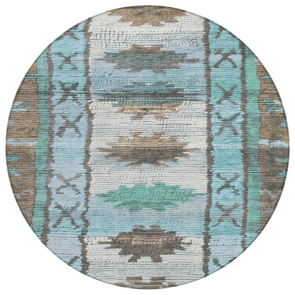 Machine Washable Indoor/Outdoor Chantille Brown 8' x 8' Round Rug. Picture 1