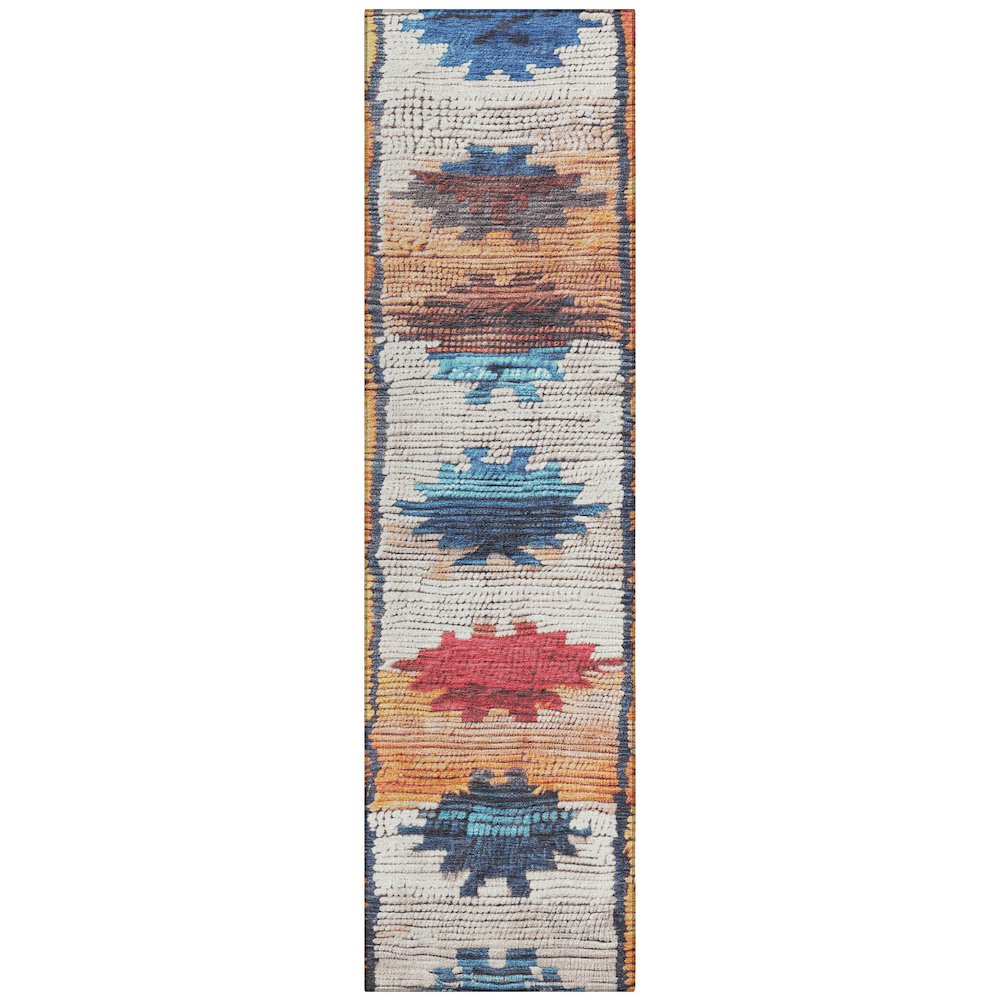 Machine Washable Indoor/Outdoor Chantille Navy 2'3" x 7'6" Runner Rug. Picture 1